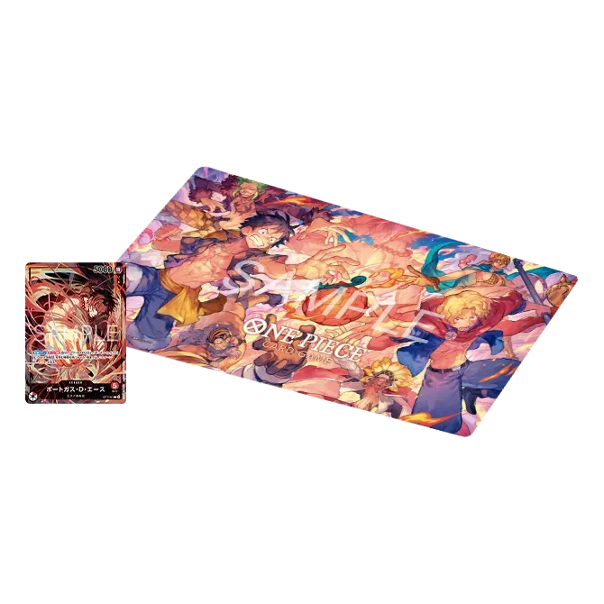 ONE PIECE Card Game Official Playmat & Carte Portgas D. Ace – OP16-001 – Flame-Flame Fruit Competition Edition JAPONAIS